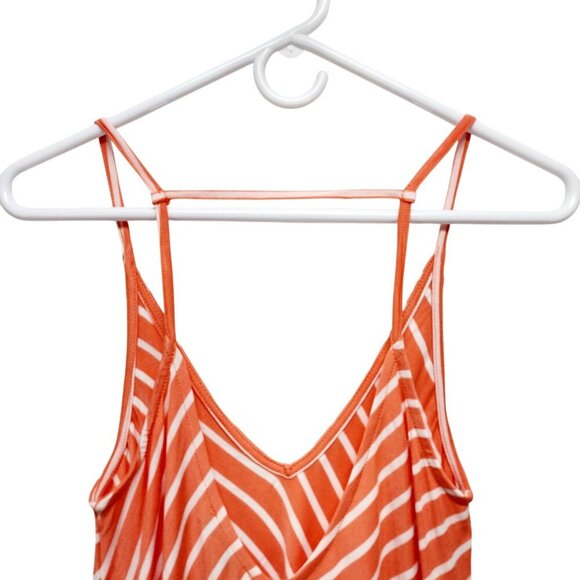Orange & White Striped Sleeveless A-Line Dress Medium Lightweight Casual Size M - Picture 12 of 16